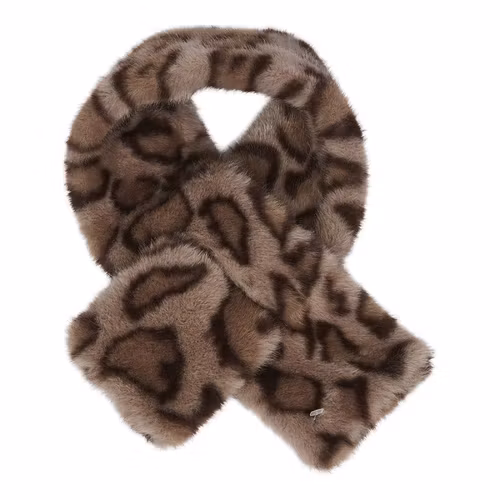 Halsduk fuskpäls ljus leopard
