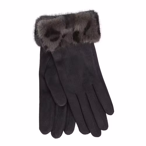 Handskar fuskpäls grå leopard