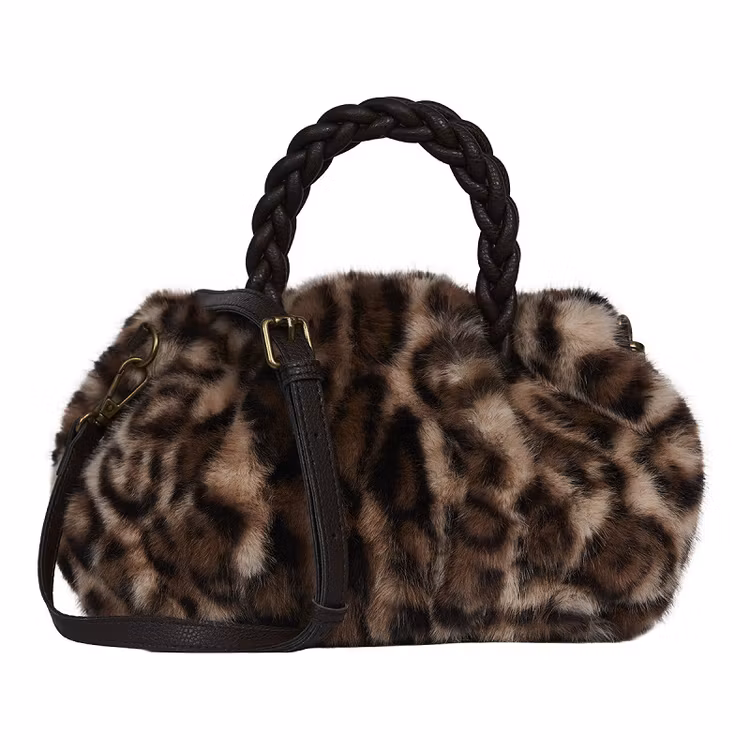 Fuskpälsväska ljus leopard
