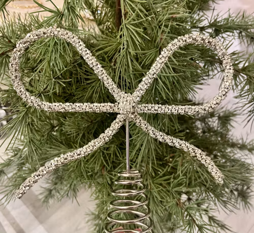 Toppstjärna rosett strass silver