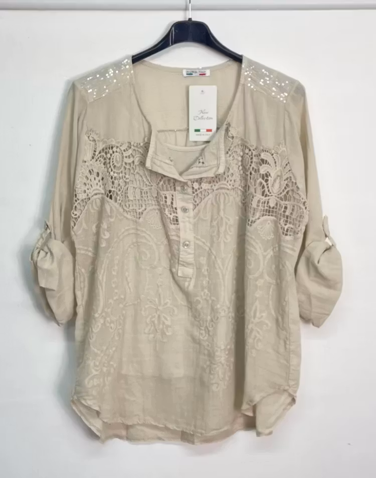 Spetsblus Olivia beige