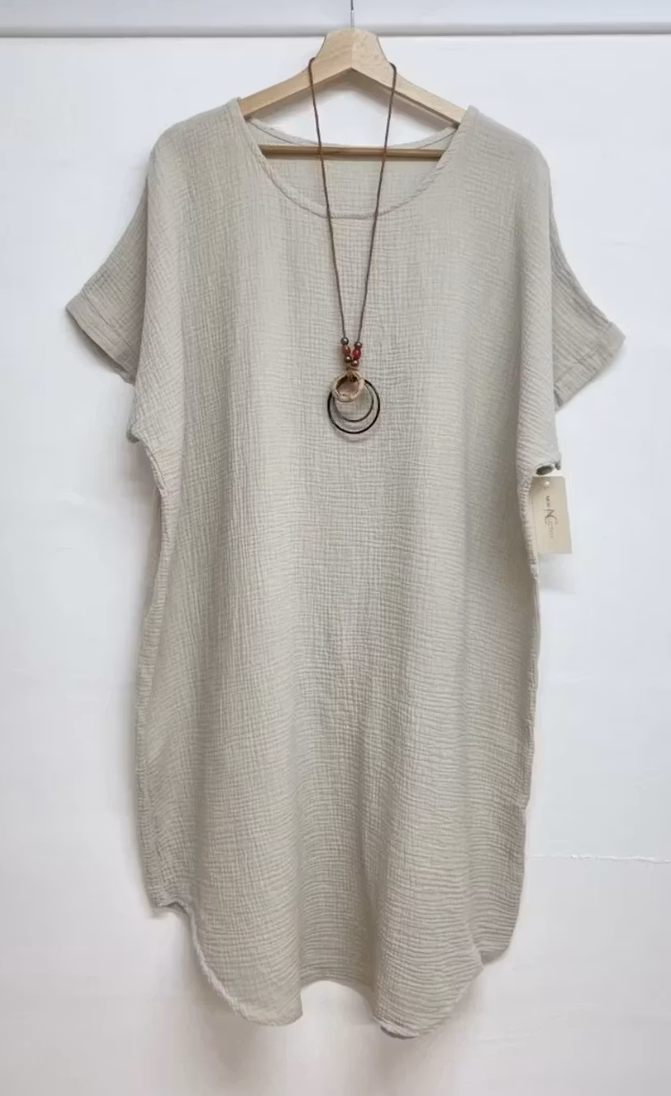 Bomullsklänning Beige