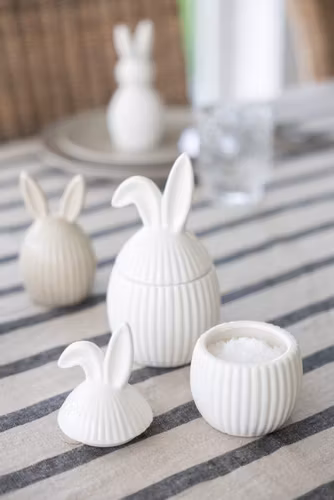 Kaninskål med lock vit porslin