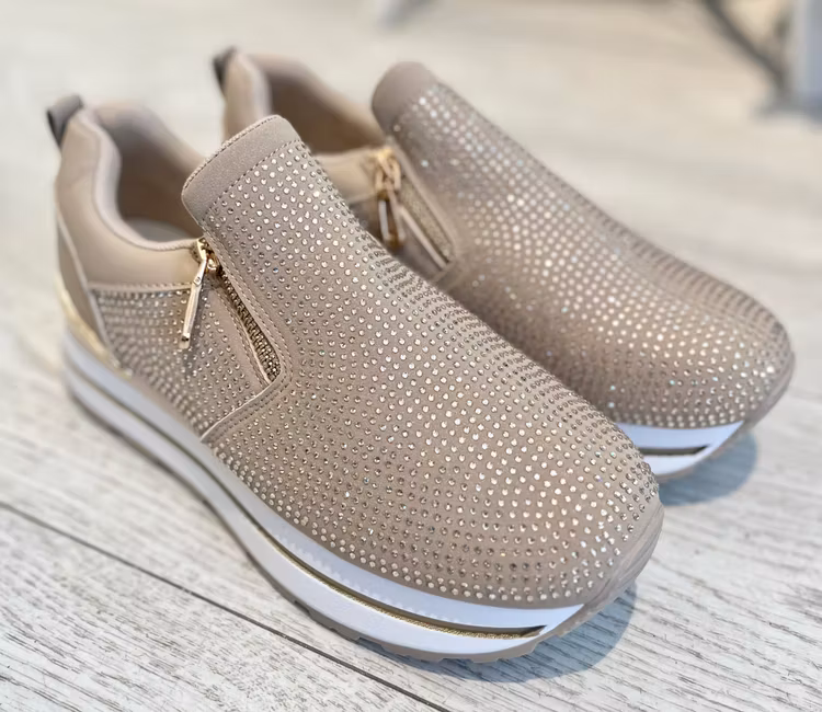Sneakers beige strass