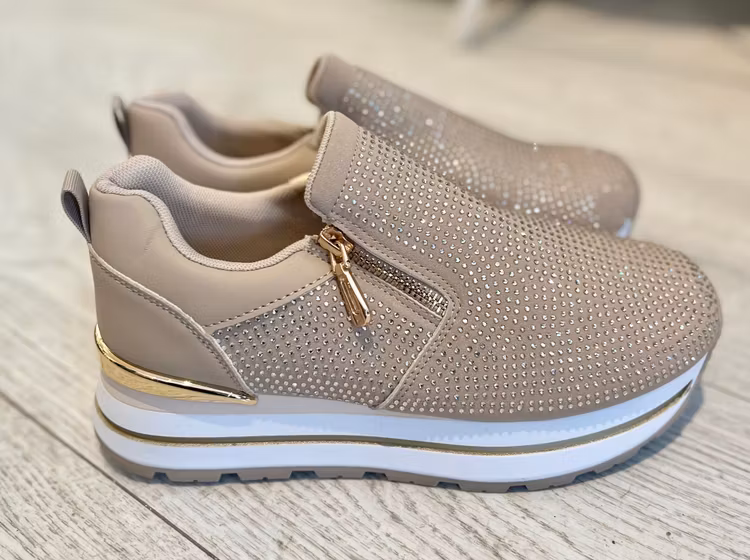 Sneakers beige strass