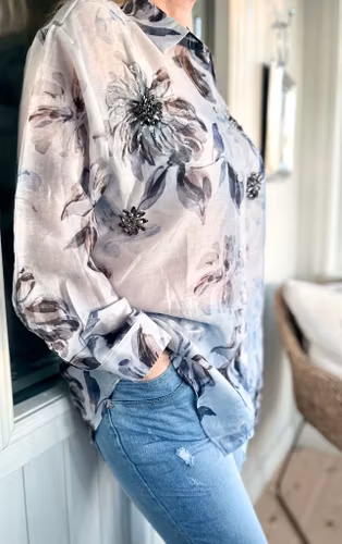 Silkesskjorta Yasmina blå