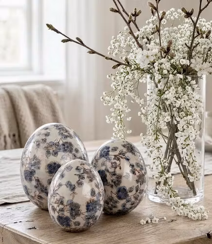 Dekorationsägg blå/brun