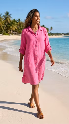 Linneklänning cerise