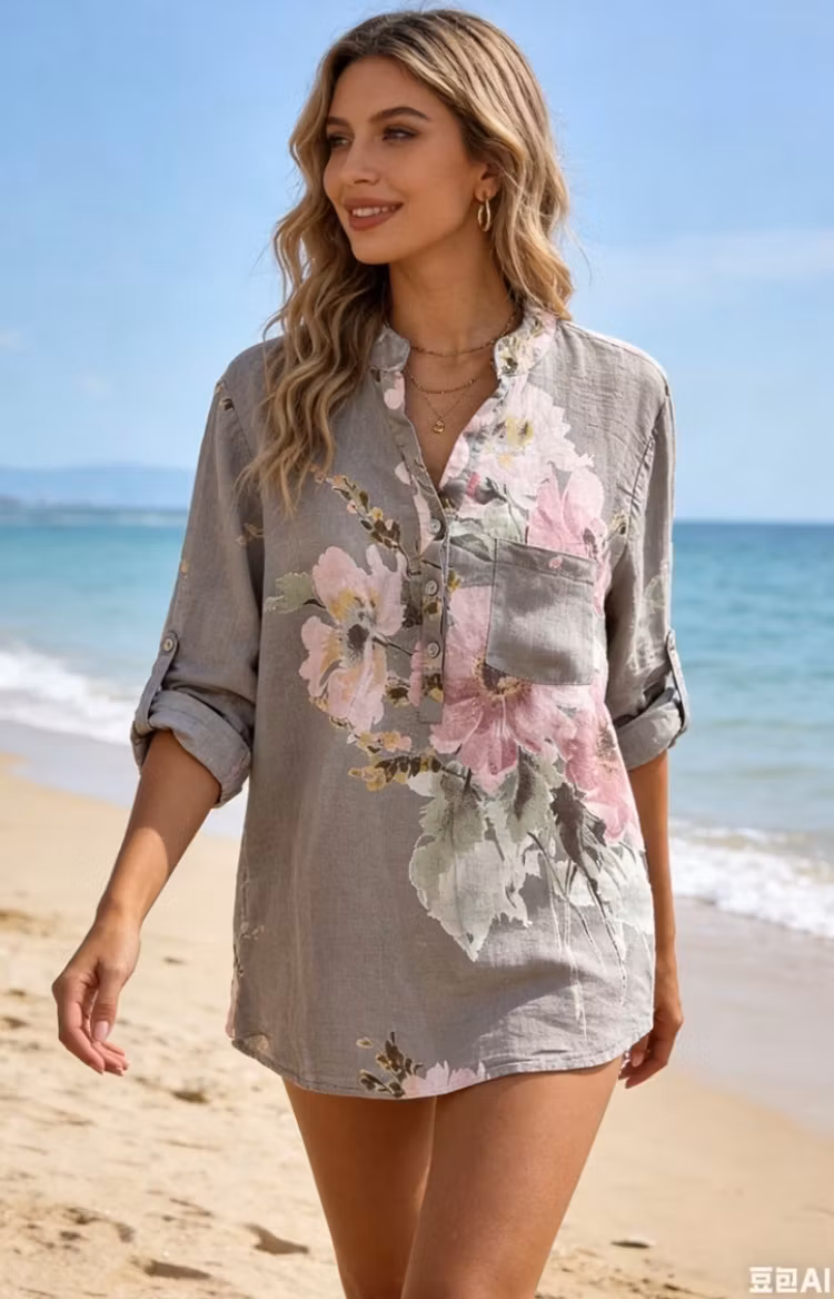 Linneblus Jasmina taupe