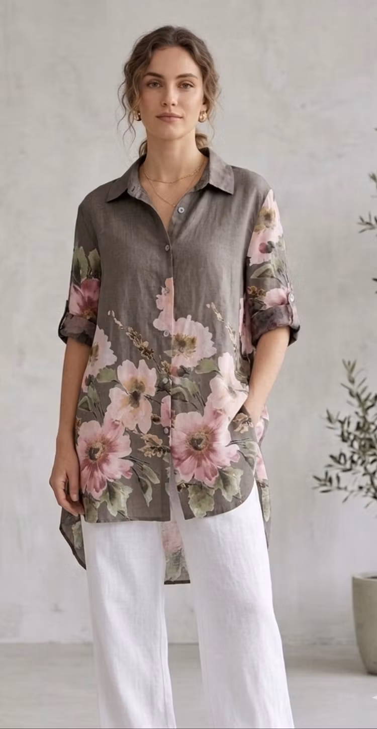 Linneskjorta Blossom taupe