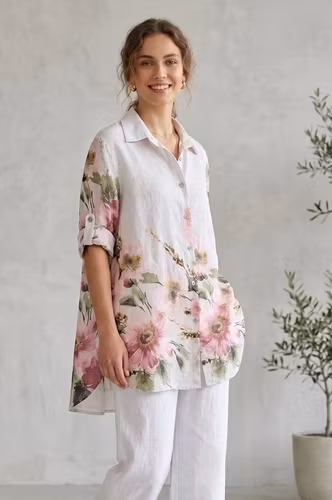 Linneskjorta Blossom vit