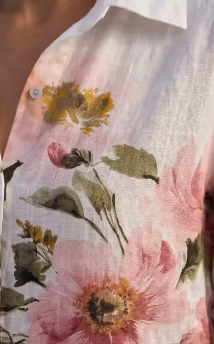 Linneskjorta Blossom vit