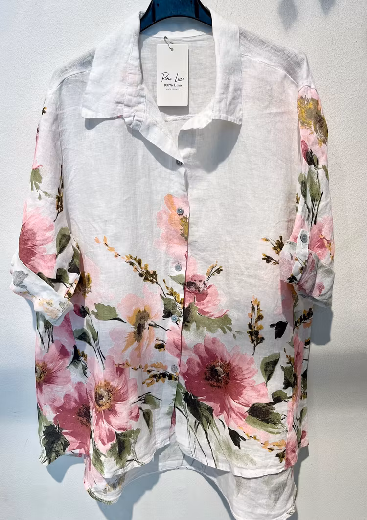 Linneskjorta Blossom vit