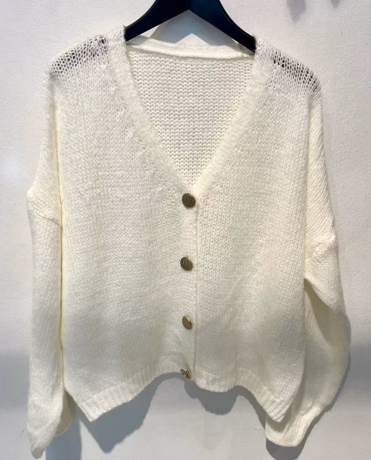 Cardigan guldknappar offwhite
