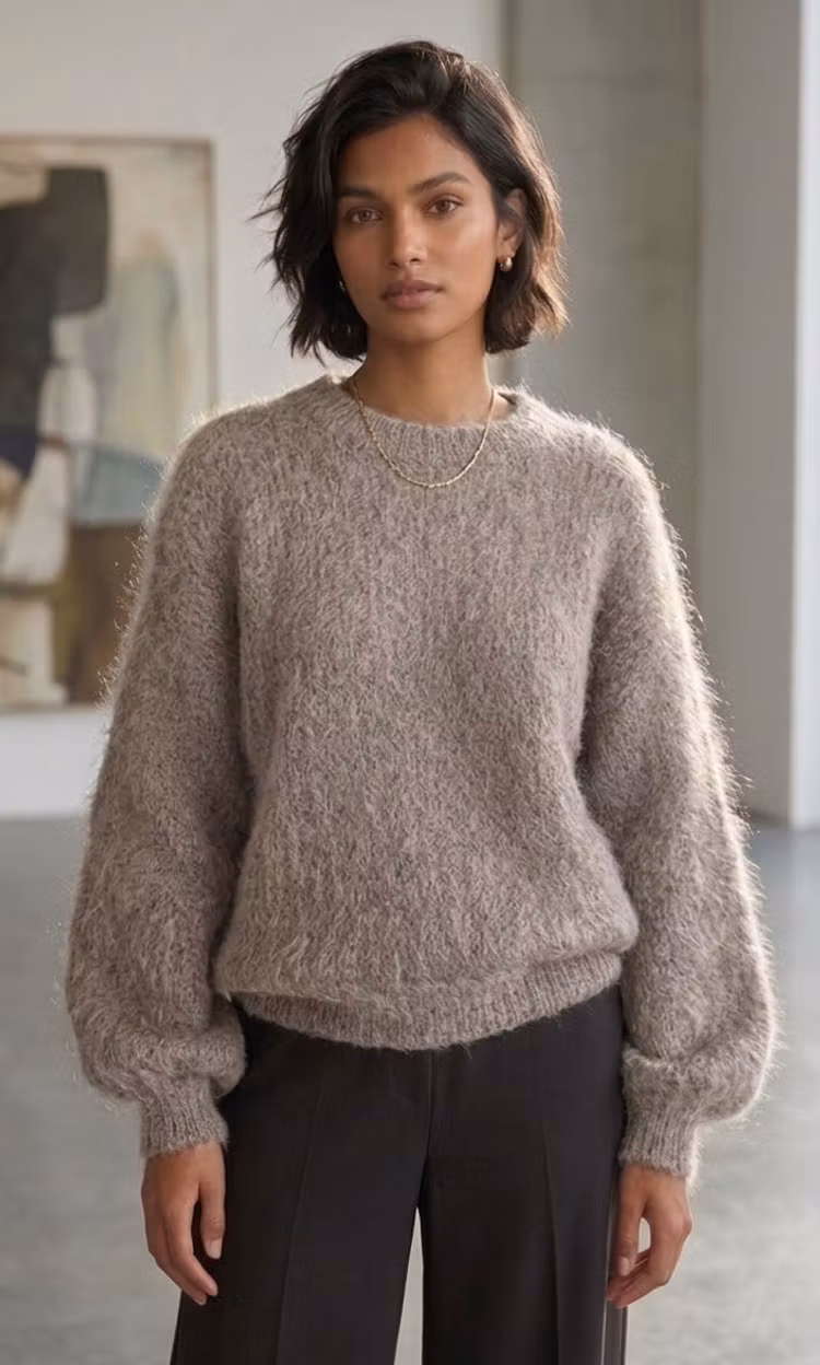 Tröja 80% kid mohair beige