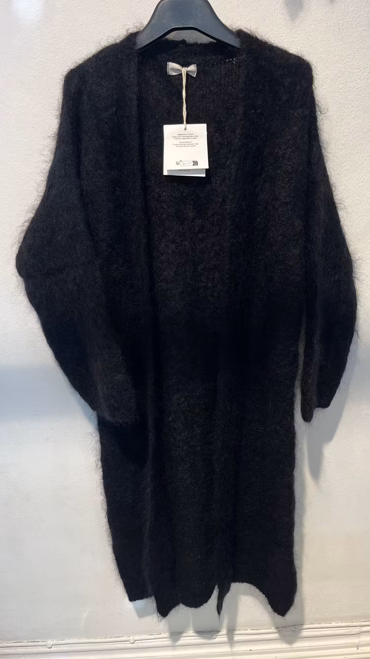 Lång cardigan 80% kid mohair svart