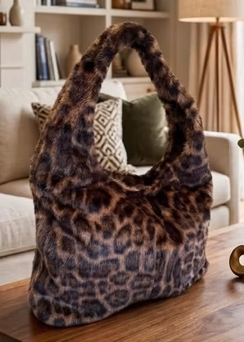 Fuskpälsväska leopard