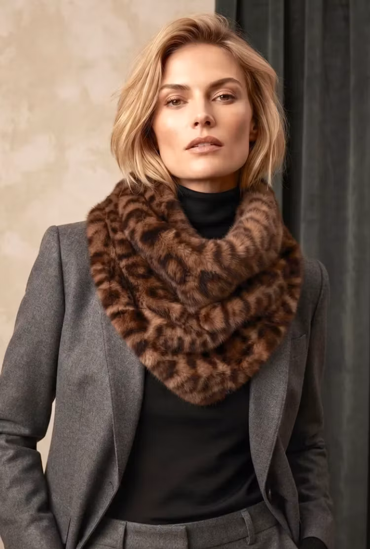 Fuskpälshalsduk mörk leopard
