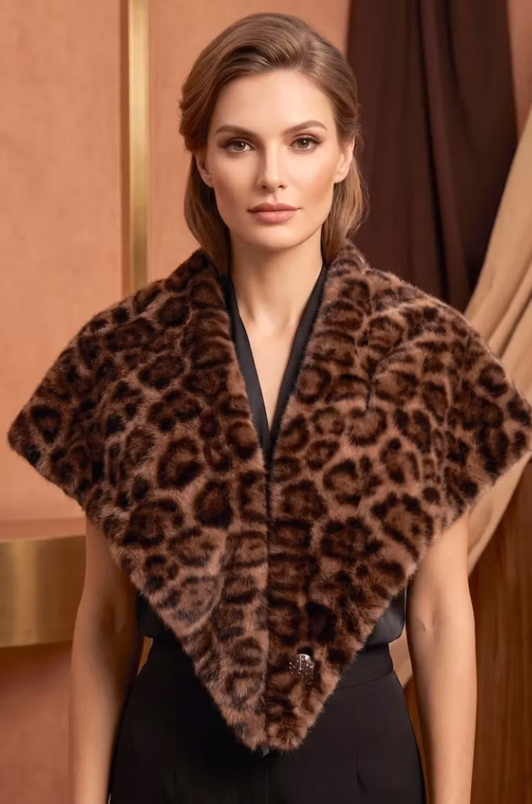 Fuskpälshalsduk mörk leopard