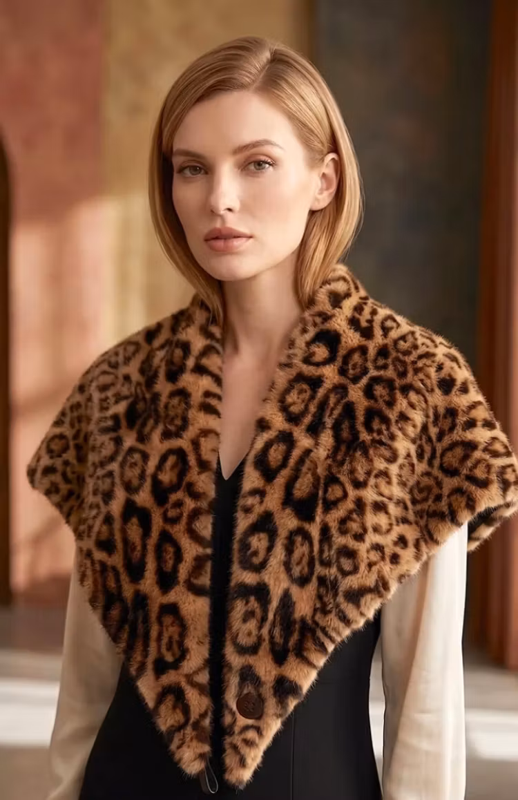 Fuskpälshalsduk ljus leopard