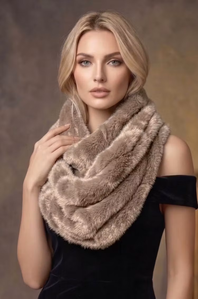 Fuskpälshalsduk Taupe