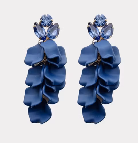 BOW19 Leaf stone earrings navy