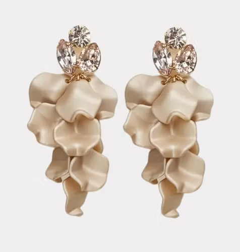 BOW19 Leaf stone earrings nougat