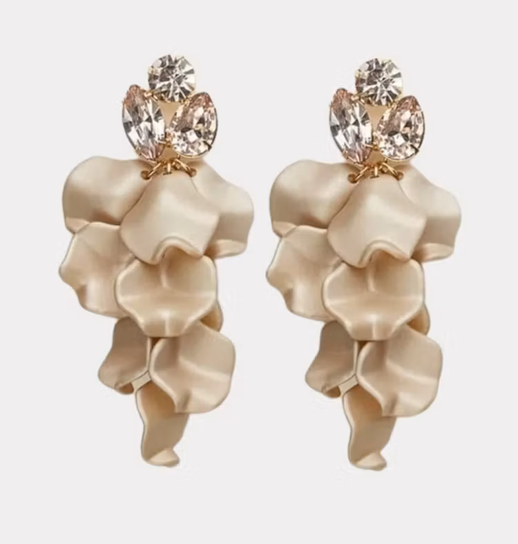 BOW19 Leaf stone earrings nougat