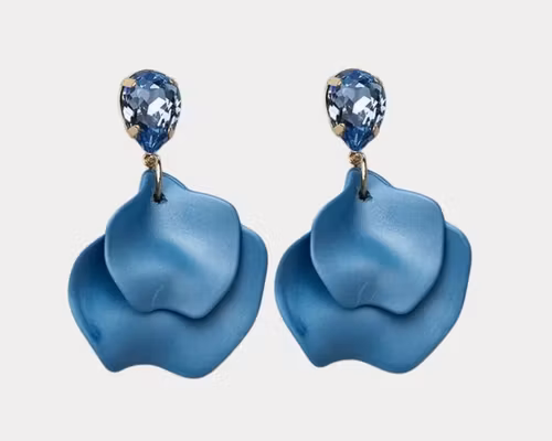 BOW19 Leaf earrings denim blue