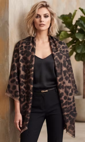 Scarf leopard svart