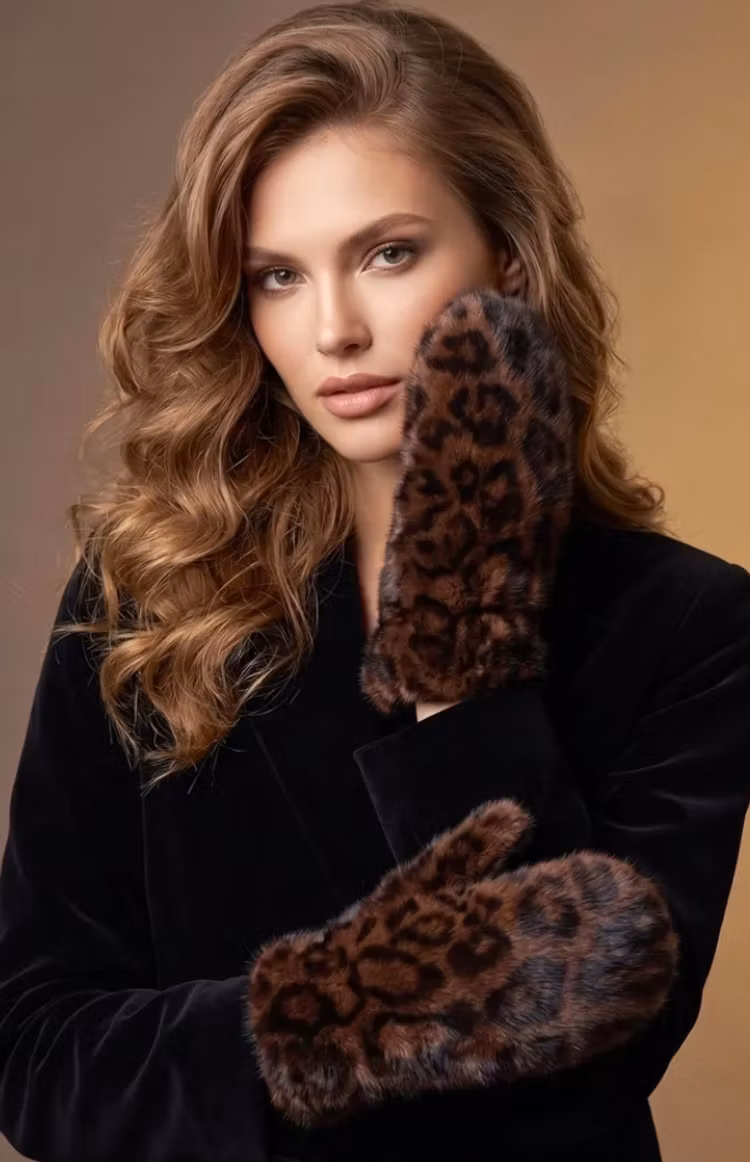 Vantar fuskpäls mörk leopard