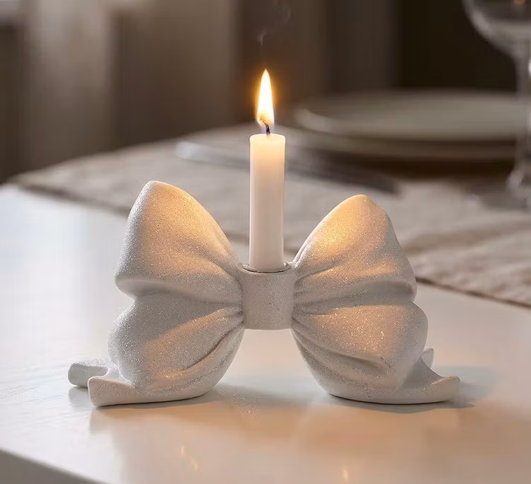 Lene Bjerre Serafina candlestick bow white