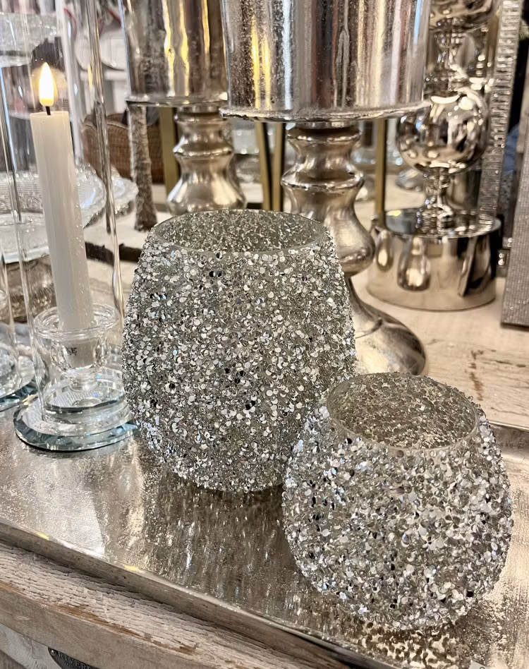 Ljuslykta Diamond silver stor