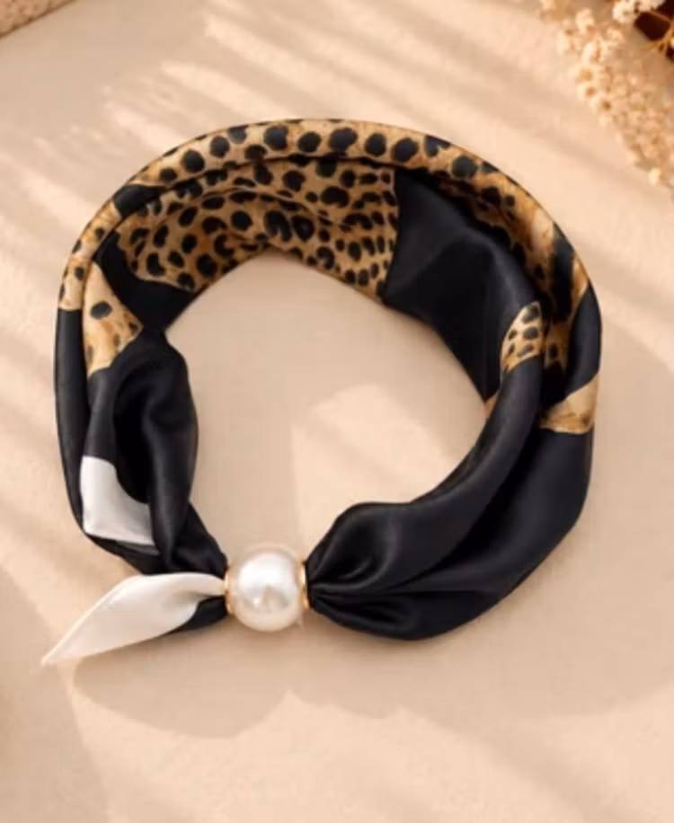 Magnetscarf svart leopard