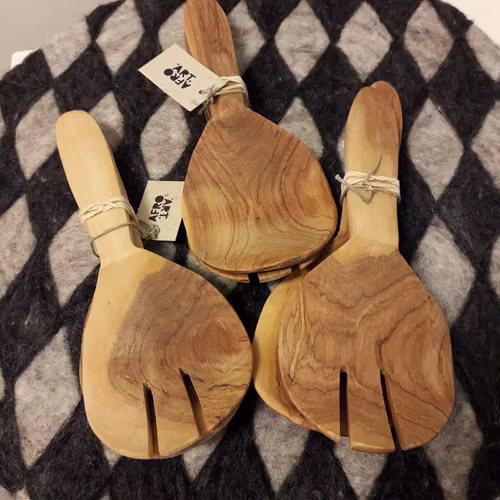 Salladsbestick 'Wood', olivträ /säljs parvis/ ca 20 cm, Kenya