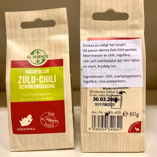 'Zulu-Chili', refill, eldigt het örtblandning, 60 g, Sydafrika.
