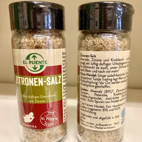 Citronsalt, havssalt med citron och vitlök, 80 g, glasburk, Sydafrika