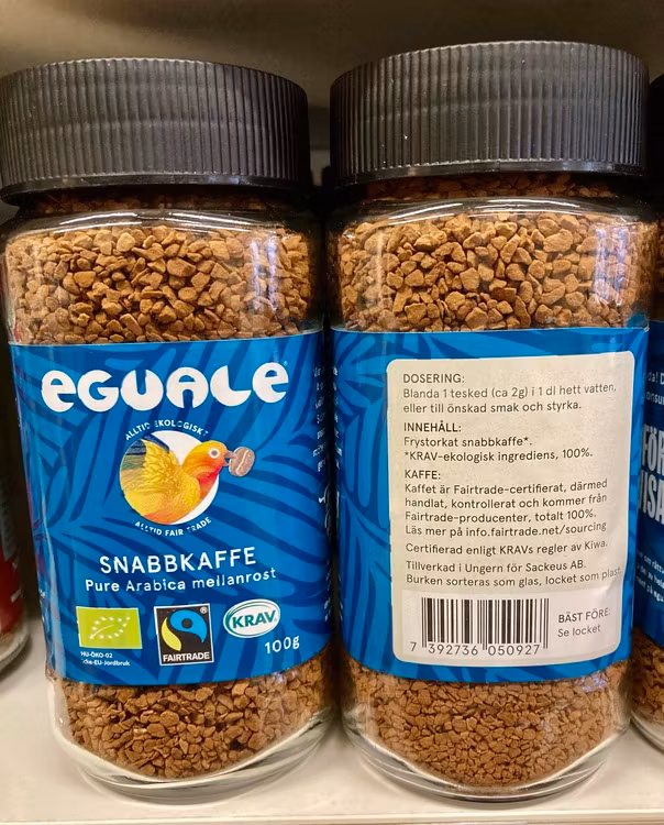 Eguale Snabbkaffe Pure Arabica, mellanrost, 100 g, Mexiko m.fl.