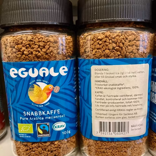 Eguale Snabbkaffe Pure Arabica, mellanrost, 100 g, Mexiko m.fl.