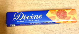 Divine mjölkchoklad med apelsinsmak, 35 g, Ghana
