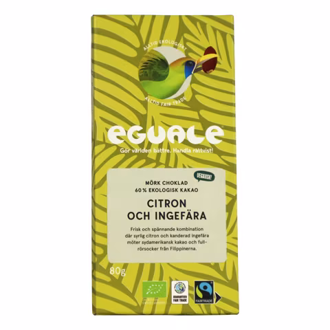 Eguale mörk choklad choklad citron och ingefära 60%, 80 g