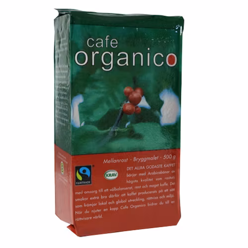 Cafe Organico, mellanrost, ekologiskt och fairtrade, bryggmalet, 500 g, Mexico/Peru