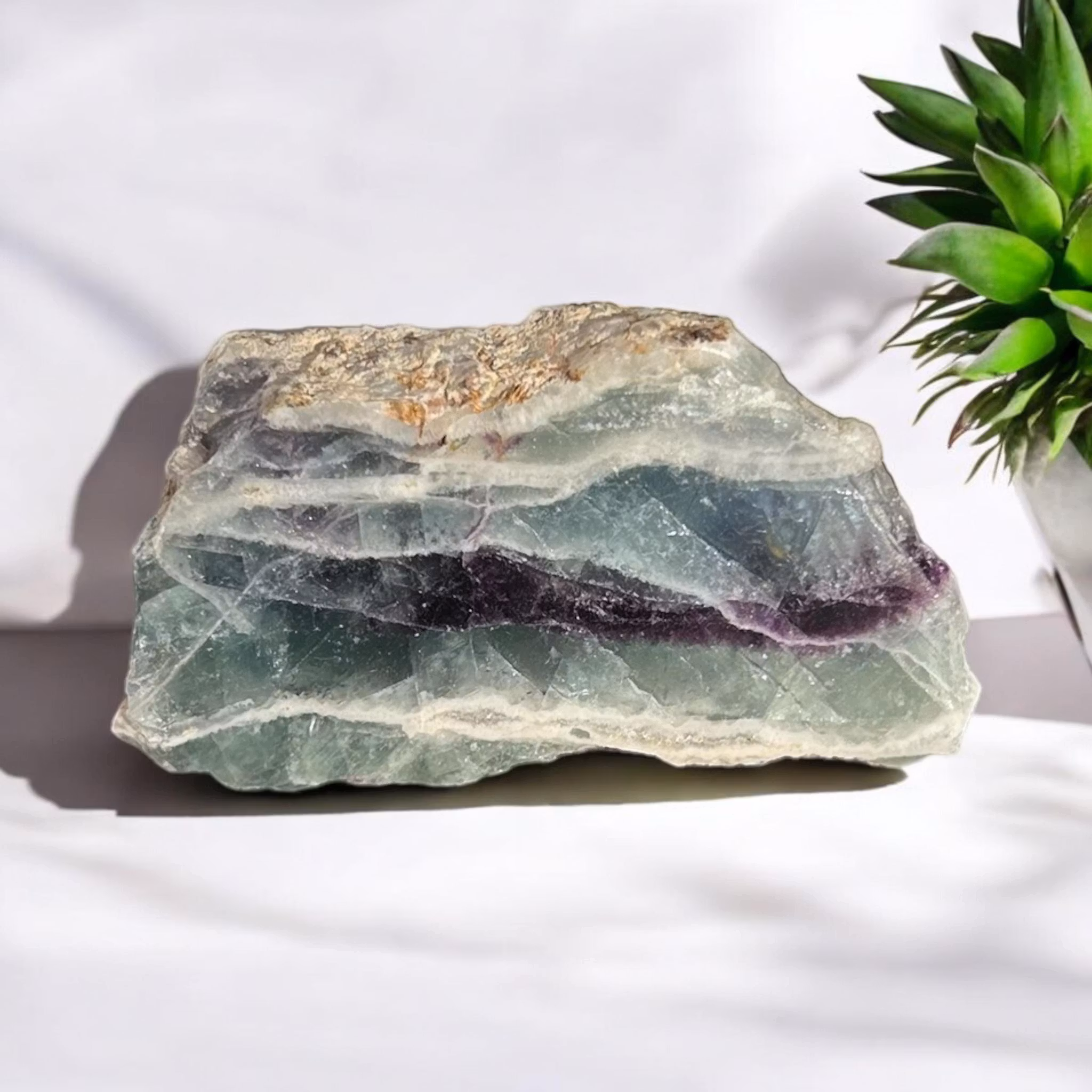 Flourit vattenmelon halvpolerad