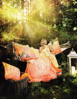 Påslakan och örngott med livets blomma. "Sunrise"