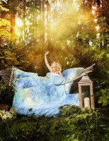 Påslakan och örngott med livets blomma. "Blue Dream"