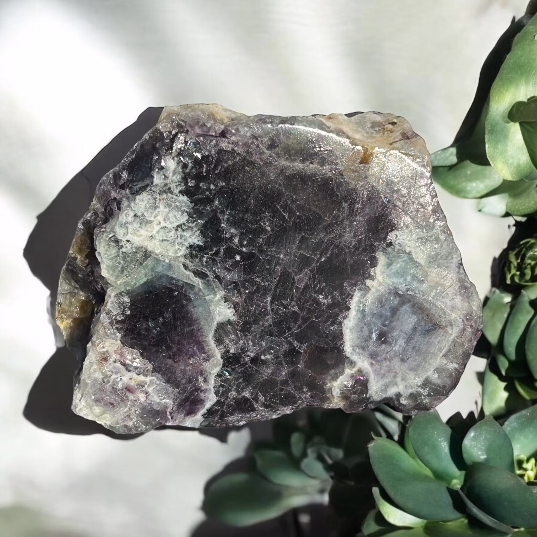 Flourit vattenmelon halvpolerad