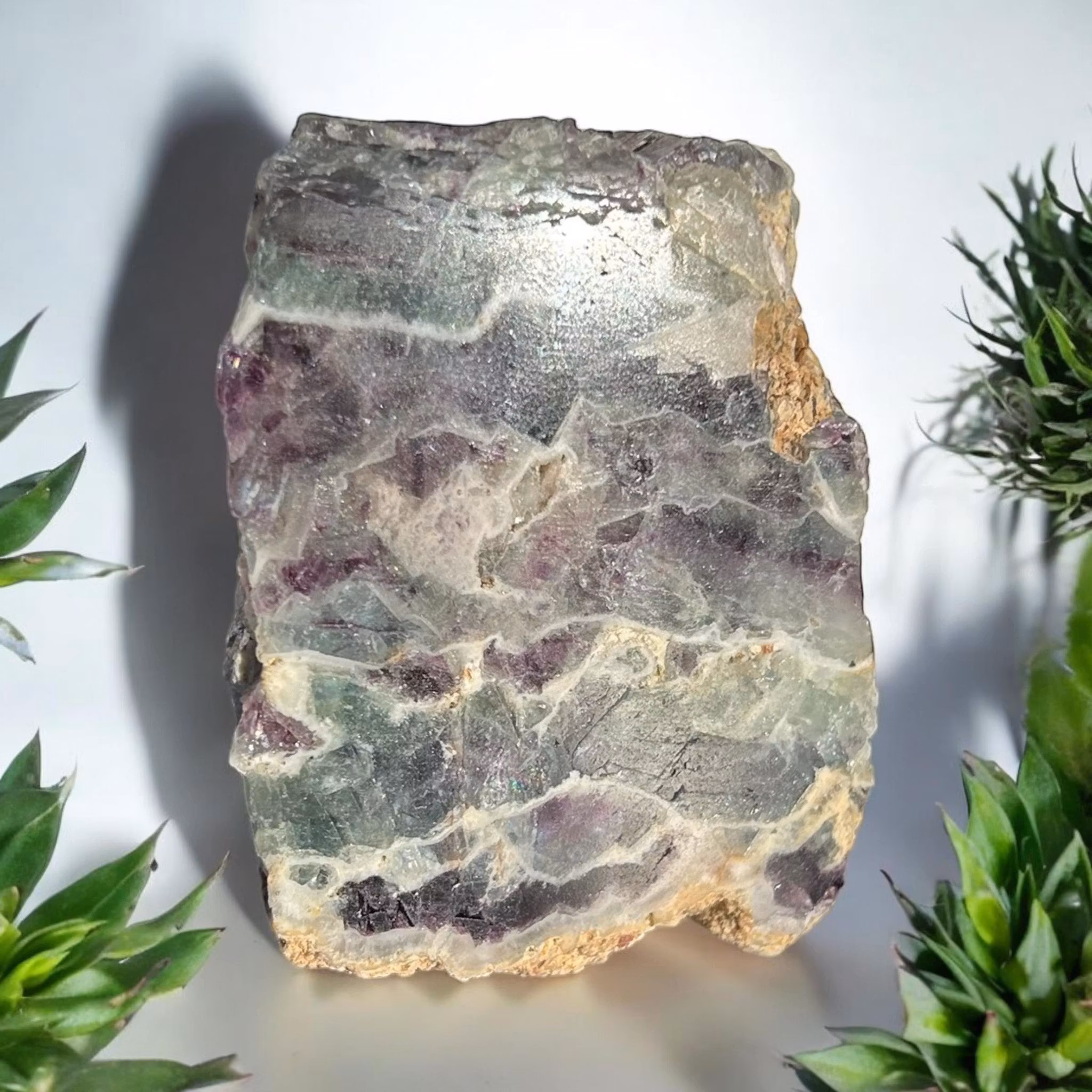 Flourit vattenmelon halvpolerad