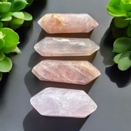 Rosenkvarts spets XL dubbelterminerad