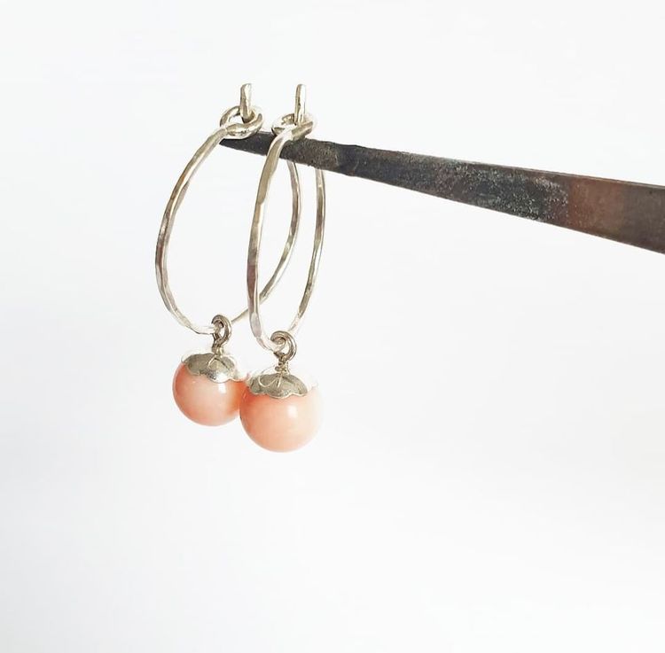 Creoles with pink coral