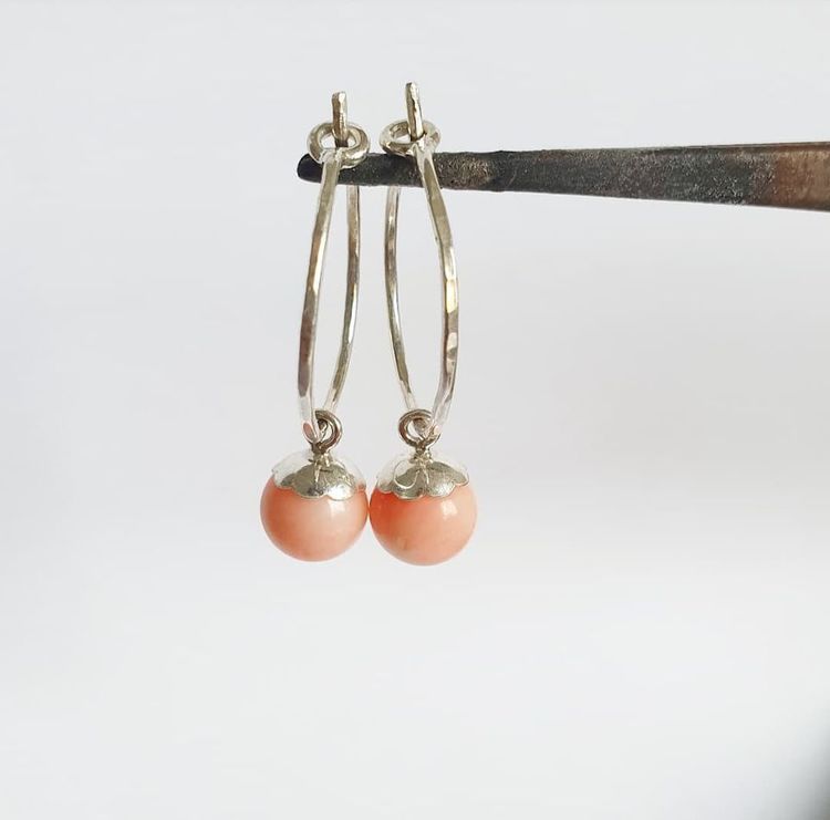 Creoles with pink coral